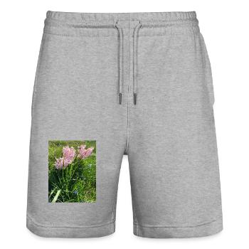 Hyacinth Rose Garden Pattern - Stanley/Stella Trainer Unisex Organic Jogging Shorts - heather grey - Front - Nik (191cm) & Marisol (170cm)
