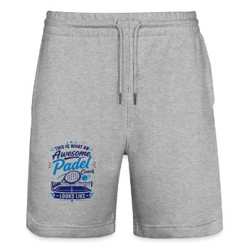 Padel Coach T-Shirt | Padel Tennis - Stanley/Stella Unisex Bio Joggingshorts Trainer  - Grau meliert - Vorne - Nik (191cm) & Marisol (170cm)