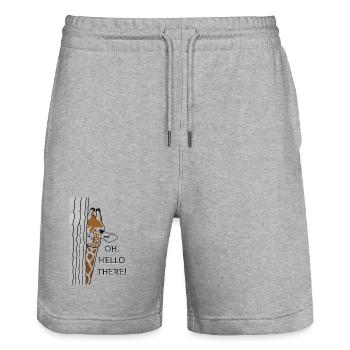 OH,HELLO THERE Giraffe - Stanley/Stella Trainer Unisex Organic Jogging Shorts - heather grey - Front - Nik (191cm) & Marisol (170cm)