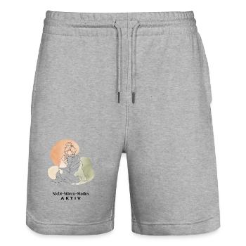 Nicht-Stören-Modus Aktiv – Minimalist Line Art - Stanley/Stella Unisex Bio Joggingshorts Trainer  - Grau meliert - Vorne - Nik (191cm) & Marisol (170cm)