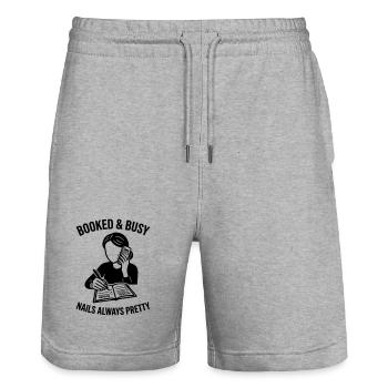 booked and busy nails pretty - Stanley/Stella Trainer Unisex Organic Jogging Shorts - heather grey - Front - Nik (191cm) & Marisol (170cm)