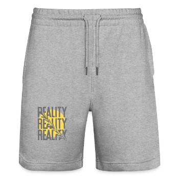 Reality Distortion – Typography Saying - Stanley/Stella Trainer Unisex Organic Jogging Shorts - heather grey - Front - Nik (191cm) & Marisol (170cm)