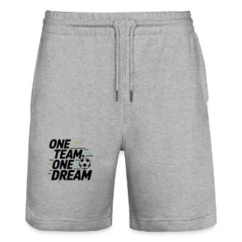ONE TEAM ONE DREAM - Stanley/Stella Trainer Unisex Organic Jogging Shorts - heather grey - Front - Nik (191cm) & Marisol (170cm)