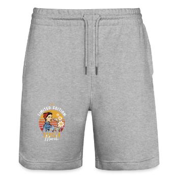 Frauen im März 1953 Geboren Geburtstag 1953 - Stanley/Stella Unisex Bio Joggingshorts Trainer  - Grau meliert - Vorne - Nik (191cm) & Marisol (170cm)