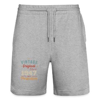 März 1947 Jahrgang geboren Vintage Geburtstag - Stanley/Stella Unisex Bio Joggingshorts Trainer  - Grau meliert - Vorne - Nik (191cm) & Marisol (170cm)