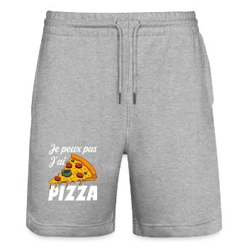 Ich kann keine Pizza essen - Stanley/Stella Unisex Bio Joggingshorts Trainer  - Grau meliert - Vorne - Nik (191cm) & Marisol (170cm)
