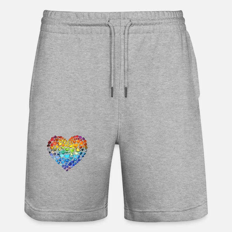Regenbogen Herz - Stanley/Stella Unisex Bio Joggingshorts Trainer  - Grau meliert