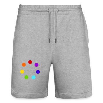 Cercle de sphères multicolores - Short de jogging bio TRAINER Stanley/Stella unisexe - gris chiné - Devant - Nik (191cm) & Marisol (170cm)