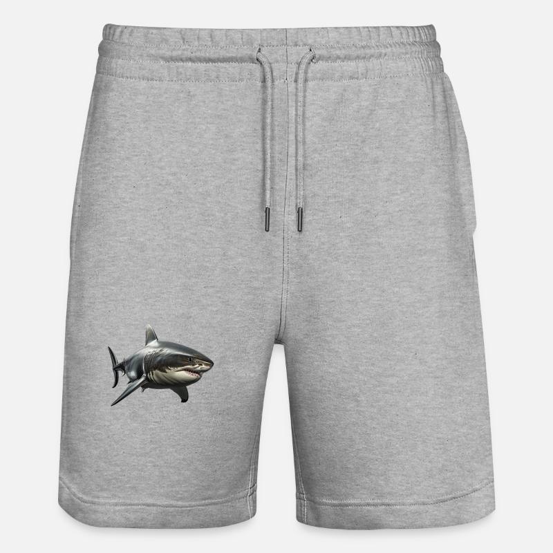 Weisser Hai - Stanley/Stella Unisex Bio Joggingshorts Trainer  - Grau meliert