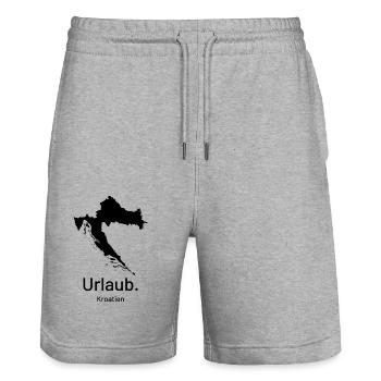 Kroatien. Urlaub. - Stanley/Stella Unisex Bio Joggingshorts Trainer  - Grau meliert - Vorne - Nik (191cm) & Marisol (170cm)
