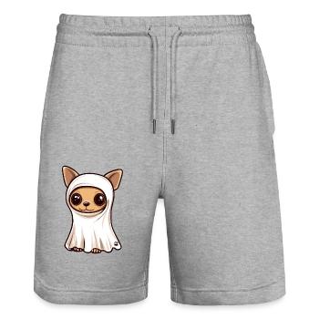 Chihuahua Hund Halloween Comic Geist - Stanley/Stella Unisex Bio Joggingshorts Trainer  - Grau meliert - Vorne - Nik (191cm) & Marisol (170cm)