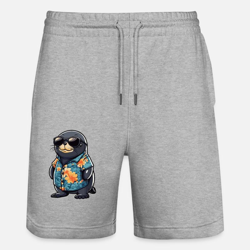 phoque animal drôle d’été - Short de jogging bio TRAINER Stanley/Stella unisexe - gris chiné