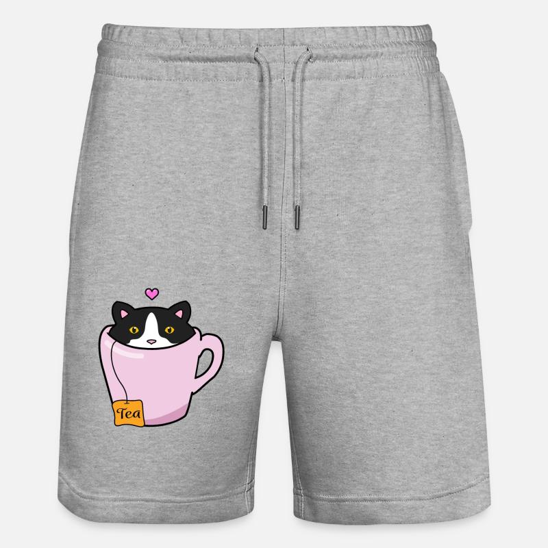 Chat noir et blanc - Short de jogging bio TRAINER Stanley/Stella unisexe - gris chiné