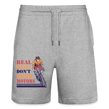 Echte Radfahrer brauchen keine Motoren - Stanley/Stella Unisex Bio Joggingshorts Trainer  - Grau meliert - Vorne - Nik (191cm) & Marisol (170cm)