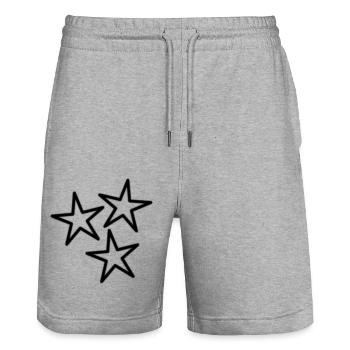 ETOILE. ETOILES. STAR. FÊTE. ANNIVERSAIRE. NOËL - Short de jogging bio TRAINER Stanley/Stella unisexe - gris chiné - Devant - Nik (191cm) & Marisol (170cm)