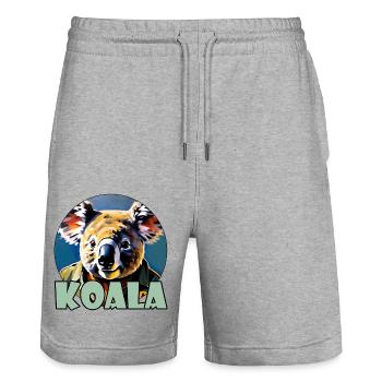 Koala / Tierwelt / Eukalyptus / Baumbewohner / Zoo - Stanley/Stella Unisex Bio Joggingshorts Trainer  - Grau meliert - Vorne - Nik (191cm) & Marisol (170cm)