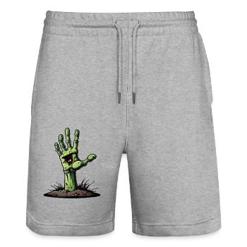 Zombie Hand / Halloween / Finger / Earth / Undead - Stanley/Stella Trainer Unisex Organic Jogging Shorts - heather grey - Front - Nik (191cm) & Marisol (170cm)