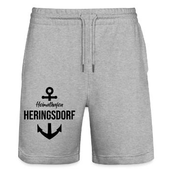 Port d’attache Heringsdorf - Short de jogging bio TRAINER Stanley/Stella unisexe - gris chiné - Devant - Nik (191cm) & Marisol (170cm)
