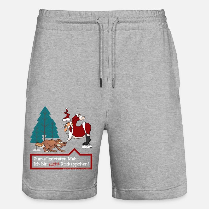 Weihnachtsmann & Wolf (Kein-Rotkäppchen-Edition) - Stanley/Stella Unisex Bio Joggingshorts Trainer  - Grau meliert