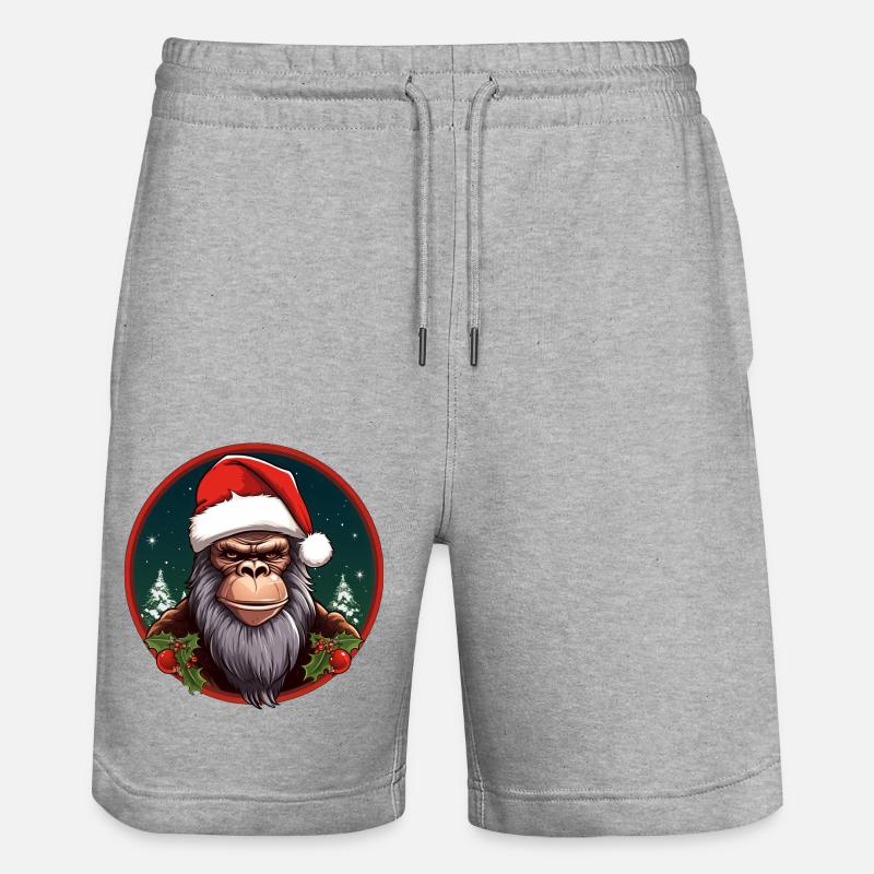 Affe Weihnachten - Stanley/Stella Unisex Bio Joggingshorts Trainer - Grau meliert