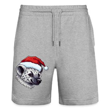 Hyäne Weihnachten Tier Lustig Xmas - Stanley/Stella Unisex Bio Joggingshorts Trainer  - Grau meliert - Vorne - Nik (191cm) & Marisol (170cm)