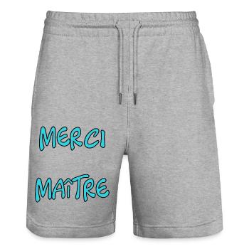 MEISTER. VIELEN DANK. DANKE, MEISTER. MEISTER. MEISTER-GESCHENK - Stanley/Stella Unisex Bio Joggingshorts Trainer  - Grau meliert - Vorne - Nik (191cm) & Marisol (170cm)