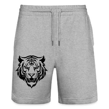 Tiger Kopf - Stanley/Stella Unisex Bio Joggingshorts Trainer  - Grau meliert - Vorne - Nik (191cm) & Marisol (170cm)