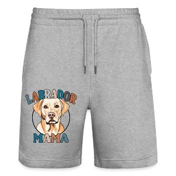 Labrador Mom Dogs Dog Labbi Wilsigns - Stanley/Stella Trainer Unisex Organic Jogging Shorts - heather grey - Front - Nik (191cm) & Marisol (170cm)