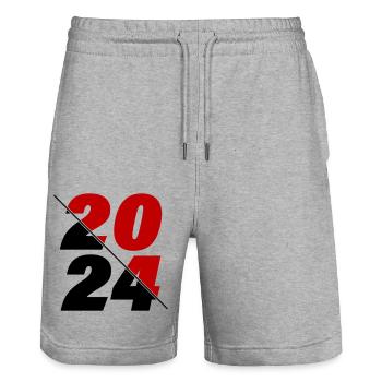 Année 2024 - Short de jogging bio TRAINER Stanley/Stella unisexe - gris chiné - Devant - Nik (191cm) & Marisol (170cm)