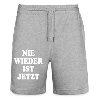 Nie wieder ist jetzt - Stanley/Stella Unisex Bio Joggingshorts Trainer  - Grau meliert - Vorne - Nik (191cm) & Marisol (170cm)
