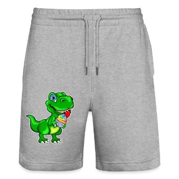 Dino mit Cupcake Muffin bunt - Stanley/Stella Unisex Bio Joggingshorts Trainer  - Grau meliert - Vorne - Nik (191cm) & Marisol (170cm)