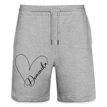 Dominika Name Herzlinie - Stanley/Stella Unisex Bio Joggingshorts Trainer  - Grau meliert - Vorne - Nik (191cm) & Marisol (170cm)