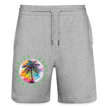 Ibiza Tour Vacances Plame Coloré - Short de jogging bio TRAINER Stanley/Stella unisexe - gris chiné - Devant - Nik (191cm) & Marisol (170cm)