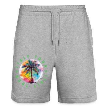 Italy Tour Holiday Plame Colorful - Stanley/Stella Trainer Unisex Organic Jogging Shorts - heather grey - Front - Nik (191cm) & Marisol (170cm)