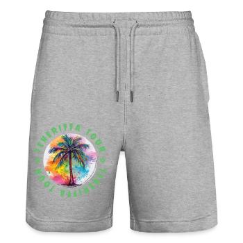 Teneriffa Tour Urlaub Plame Bunt - Stanley/Stella Unisex Bio Joggingshorts Trainer  - Grau meliert - Vorne - Nik (191cm) & Marisol (170cm)