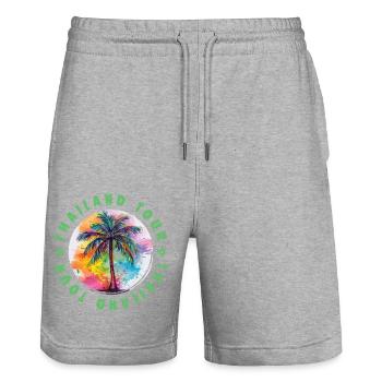 Thaïlande Tour vacances Plame coloré - Short de jogging bio TRAINER Stanley/Stella unisexe - gris chiné - Devant - Nik (191cm) & Marisol (170cm)