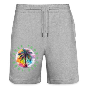 Zrce Tour Urlaub Plame Bunt - Stanley/Stella Unisex Bio Joggingshorts Trainer  - Grau meliert - Vorne - Nik (191cm) & Marisol (170cm)
