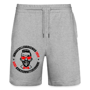 Junggesellenabschied 2024 - Stanley/Stella Unisex Bio Joggingshorts Trainer  - Grau meliert - Vorne - Nik (191cm) & Marisol (170cm)