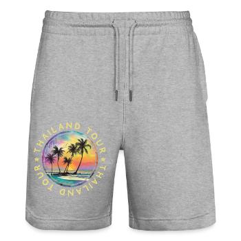 Thaïlande Tour Voyage Vacances Colorées - Short de jogging bio TRAINER Stanley/Stella unisexe - gris chiné - Devant - Nik (191cm) & Marisol (170cm)