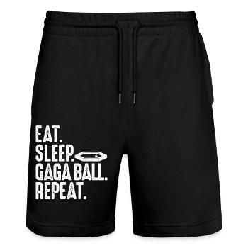 Eat. Sleep. Gaga Ball. Repeat. Dodgeball Gagaball - Stanley/Stella Trainer Unisex Organic Jogging Shorts - black - Front - Nik (191cm) & Marisol (170cm)