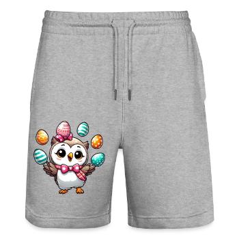 Ostern Ei Eule Jonglieren - Stanley/Stella Unisex Bio Joggingshorts Trainer  - Grau meliert - Vorne - Nik (191cm) & Marisol (170cm)