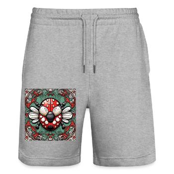 Ladybug / Lucky Charm / Dotted / New Year - Stanley/Stella Trainer Unisex Organic Jogging Shorts - heather grey - Front - Nik (191cm) & Marisol (170cm)