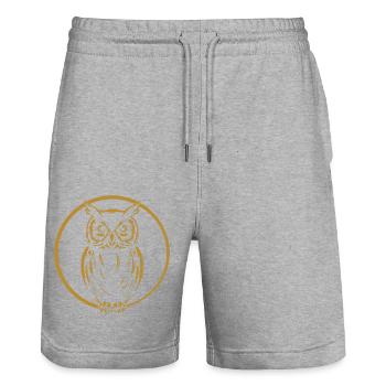 Owl Graphic Owl Graphic - Stanley/Stella Trainer Unisex Organic Jogging Shorts - heather grey - Front - Nik (191cm) & Marisol (170cm)