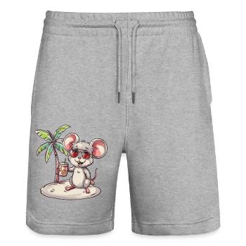 Mouse Summer Beach Vacation - Stanley/Stella Trainer Unisex Organic Jogging Shorts - heather grey - Front - Nik (191cm) & Marisol (170cm)