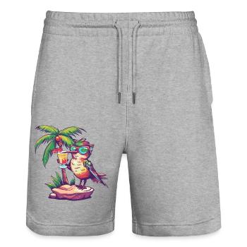 colibri oiseau vacances d’été à la plage - Short de jogging bio TRAINER Stanley/Stella unisexe - gris chiné - Devant - Nik (191cm) & Marisol (170cm)