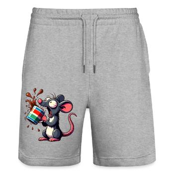 Souris avec un choc caféique au café - Short de jogging bio TRAINER Stanley/Stella unisexe - gris chiné - Devant - Nik (191cm) & Marisol (170cm)