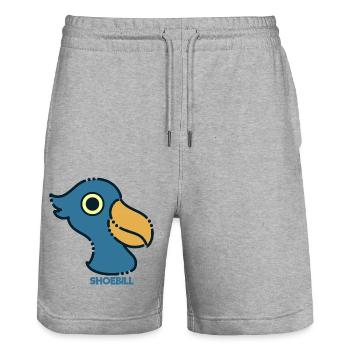 Oiseau à bec-en-sabot Ornithologue Forêt I Cadeau - Short de jogging bio TRAINER Stanley/Stella unisexe - gris chiné - Devant - Nik (191cm) & Marisol (170cm)