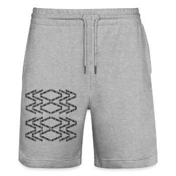 Zigzag pattern - Stanley/Stella Trainer Unisex Organic Jogging Shorts - heather grey - Front - Nik (191cm) & Marisol (170cm)