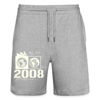 Vintage 2008 Retro Birthday Gift 2008 - Stanley/Stella Trainer Unisex Organic Jogging Shorts - heather grey - Front - Nik (191cm) & Marisol (170cm)
