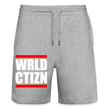 Wrld ctizn - world citizen - Short de jogging bio TRAINER Stanley/Stella unisexe - gris chiné - Devant - Nik (191cm) & Marisol (170cm)
